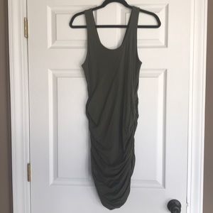 Army green tank ruched dress